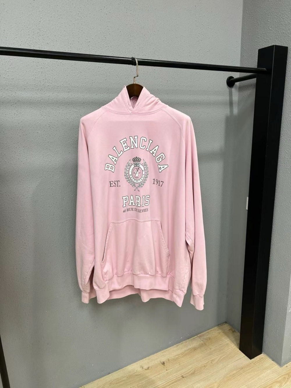 Balenciaga Light Pink Paris Logo Hoodie